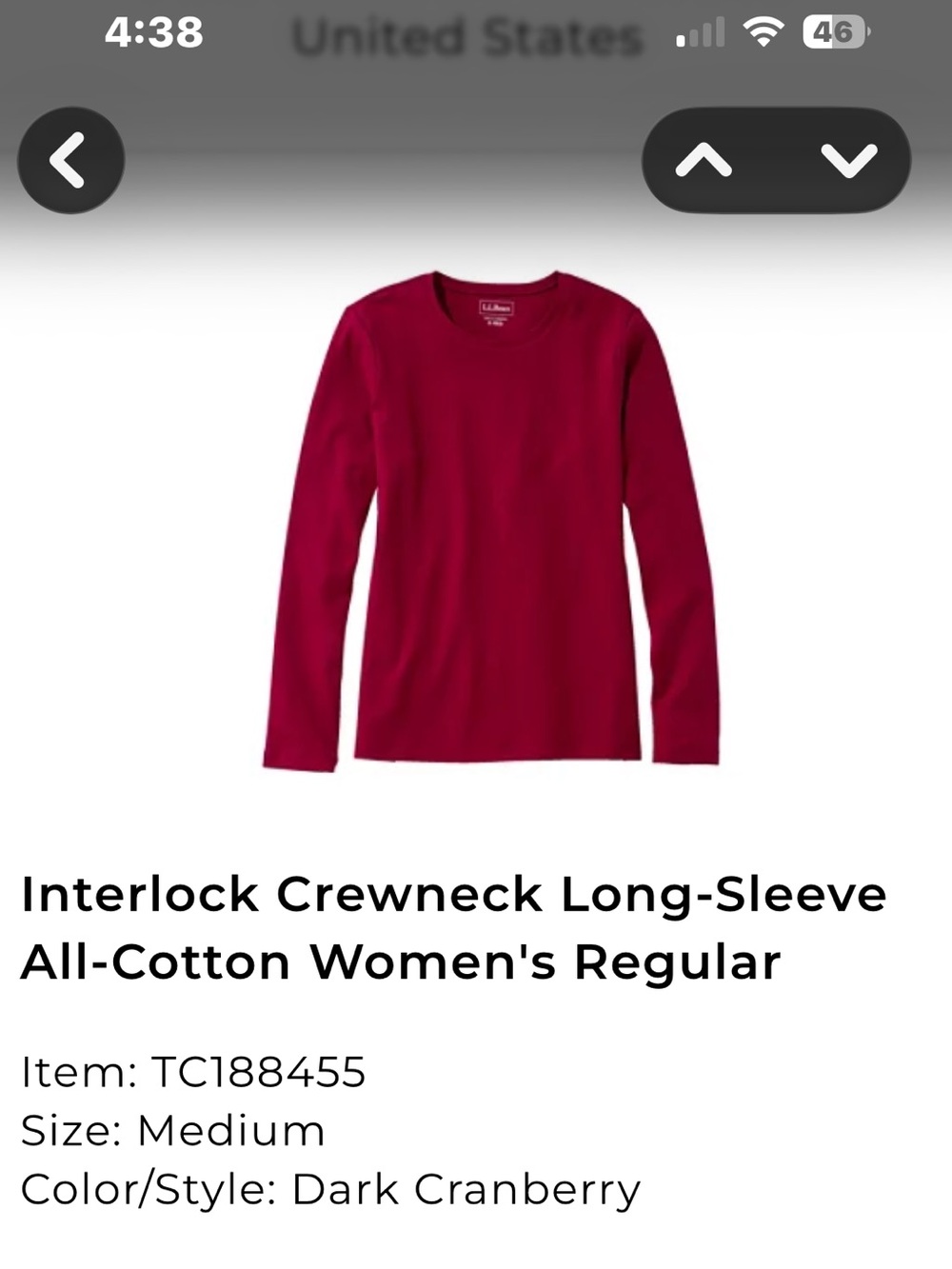 L.L.Bean Women’s Crewneck Regular Long Sleeve Cotton Tee
